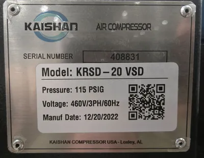 New | in-Stock 2022 KAISHAN KRSD-20 VSD High Pressure Air Compressors Michigan US | iGAM Industrial Marketplace #1271973