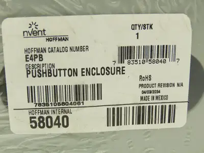 Hoffman E4PB Pushbutton Enclosure 4-Button 10-1/4x4x5"