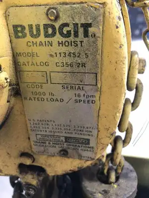 Budgit 113452-5 10ft 1/2 Ton Electric Chain Hoist 16FPM -Parts/Repair