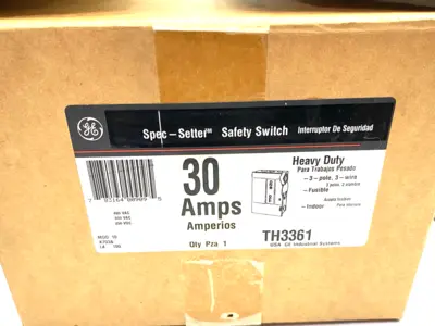 USED GENERAL ELECTRIC HEAVY DUTY SAFETY SWITCH, FUSIBLE, 30A 3P HD N1