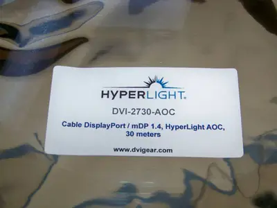 (10) DVIGEAR DVI-2730-AOC Plenum-Rated 8K HyperLight Active Optical DisplayPort Cables - NEW IN PACKAGING