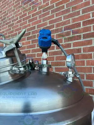 USED PRECISION STAINLESS 450 LITER STAINLESS STEEL JACKETED REACTOR 45 PSI, 3/4 MOTOR