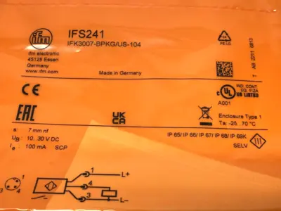 New | in-Stock IFM IFS241, IFK3007-BPKG/US-104 Proximity Sensors | Maverick Industrial Sales #1102237