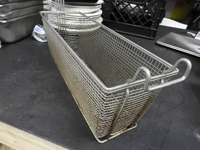 Used Falcon Restaurant Supply Used 17"x5.5"x6" Stainless Steel Deep Fryer Basket Food, Restaurant, & Bakery Parts & Accessories Illinois US | Falcon Restaurant Supply #1376636