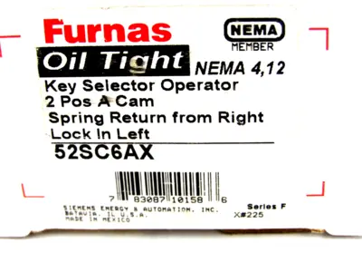 NEW FURNAS 52SC6AX KEY SELECTOR OPERATOR