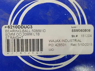 Deep Groove Ball Bearing 6210DDUC3