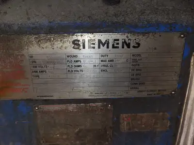 300 hp, 500 Volts, 1150/1700 Rpm Electric DC Motor