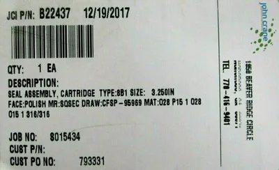 NEW JOHN CRANE B22437 SEAL ASSEMBLY TYPE 8B1 SIZE 3.250"
