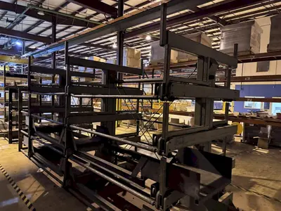 STEEL STORAGE SYSTEM 4T-3G-30X12R-20' RETRACTABLE ARM STOCK RACK. STOCK # 1109825