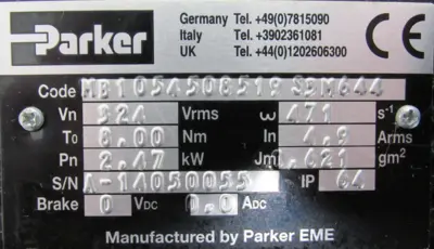 NEW PARKER MB1054508519S3M644 SERVO MOTOR