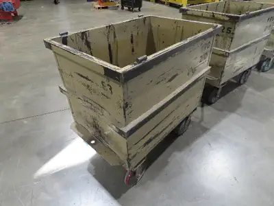 Portable Steel Hopper 1/2 Yard Tote Non-Tilt Towable Cart 36x24x27" Tan