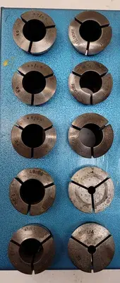 MIXED BRAND 5C COLLET SET (30 PCS) W/ BASE - VARIOUS SIZES FROM 3/8" TO 4-49/64"