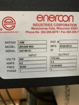 6" ENERCON CORONA TREATER STATION MANUFACTURED 2012