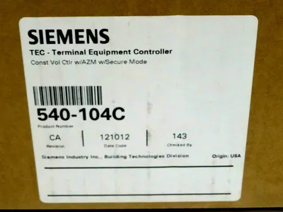 NEW SEALED PACKAGE SIEMENS 540-104C CONSTANT VOLUME CONTROL 540104C