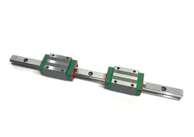 USED HIWIN LINEAR GUIDEWAY BLOCK AND RAIL, 2-BLOCKS, 300MM RAIL