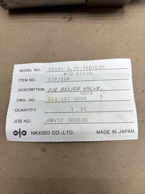 NIKKISO OIL RELIEF VALVE 2S4Ay-3.7V-76D1ESP  M50-0715A