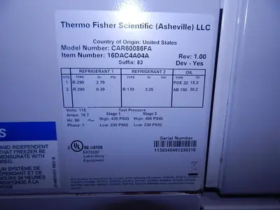 Used THERMO FISHER SCIENTIFIC CAR60086FA Miscellaneous Laboratory Equipment Texas US | Aucto #1459836