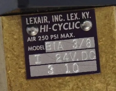 NEW LEXAIR INC. BIA 3/8 VALVE WITH DECCO 24-1051 COIL BIA3/8, 241051