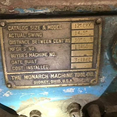 Monarch Machine Tool CKK Metalworking Lathe 14.5″ Actual Swing
