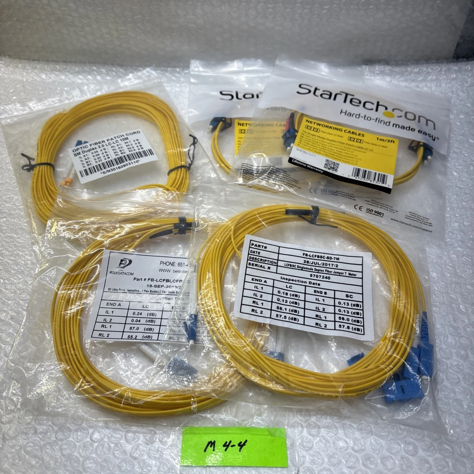 ** New Fiber Optic Patch Cords (1) -10M (2)-7M (2)-1M LC-LC Duplex S-Mode #