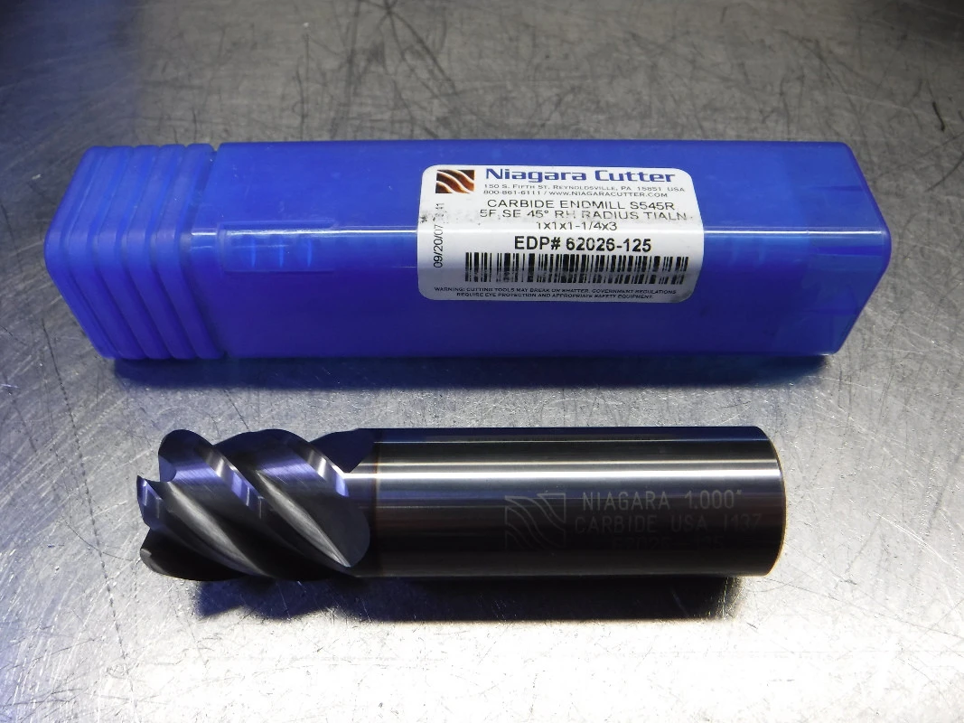 Niagara Cutter 1" 5 Flute Carbide Endmill 1" Shank 1x1x1-1/4x3 (LOC2323B) ***