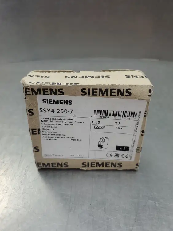 Used Siemens 5SY4 250-7 C50 2P Circuit Breaker, 2 Pole, 400V Circuit Breakers South Carolina US | Palmetto Automation #1155705