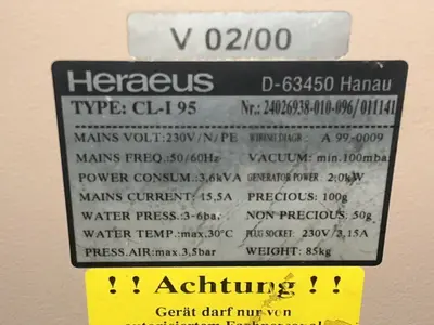 Used HERAEUS KULZER CLI95 Foundry & Casting Ohio US | HGR 24 #1457465