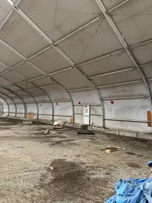 Dome Shaped Canvas Tent, Roll up Door, Steel Frame
