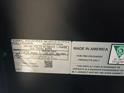 New | in-Stock Federal Industries New Federal VRSS-4878S High Profile Refrigerated Self-Serve Merchandiser 220V Open Air Merchandisers (coolers) Illinois US | Falcon Restaurant Supply #1376154