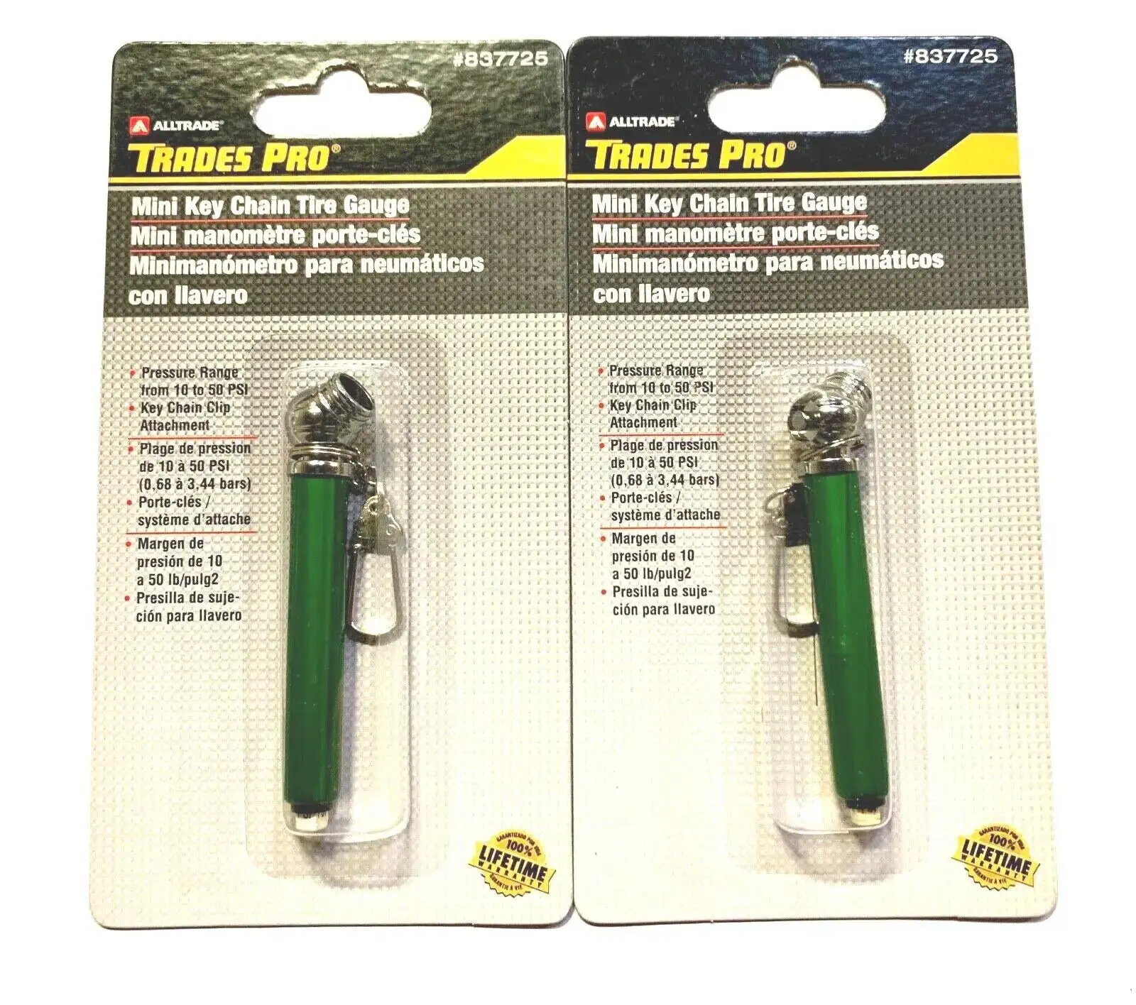 Trades Pro Mini Keychain Tire Pressure Gauge 2 Pack 837725
