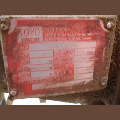 Toyo DBH 150/125 6 in. x 5 in. Slurry Pumps