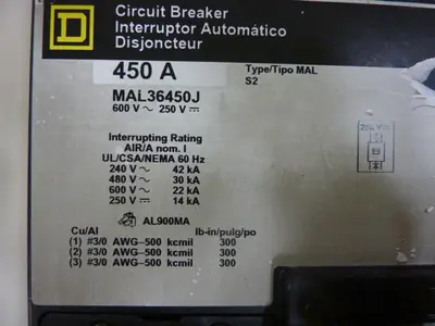 USED SQUARE D MAL36450J