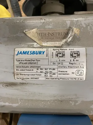 Jamesbury 4″ Pneumatic Wafer Butterfly Valve Cast Iron / SS 170/285PSI