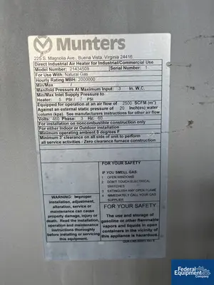 USED Fluid Air Fluid Air Fluid Bed Dryer, Model 0500, S/S