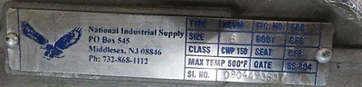 NIS 8"-150 Knife Gate Valve Air Operated 316 Stainless , Unused Condition