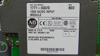 Allen Bradley 1771-IAD/D PLC-5 120V AC/DC Input Module Rev. B03 No terminal block Used