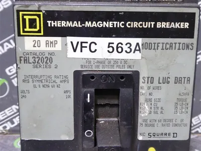 Square D FAL32020 Circuit Breaker 20 Amps 240VAC Series 2 Used