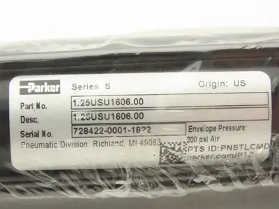 Parker 1.25USU1606.00 Pneumatic Air Cylinder 1.25" Bore 6" Stroke 200PSI