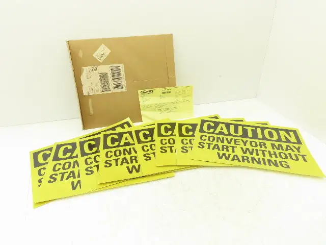 Caution Conveyor May Start Without Warning Adhesive Sign 10" x 14" Lot of 8