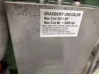 5,000 LB X 24" X 60" OD BRADBURY MOTORIZED COIL REEL UNCOILER: YOBRO #24950