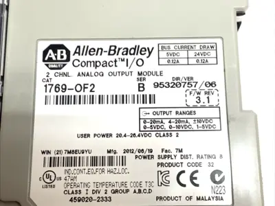 USED ALLEN-BRADLEY ANALOG OUTPUT MODULE 2-CH 0–10V 4–20MA SER B