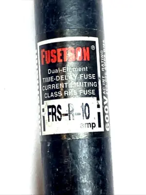 USED BUSSMANN CLASS RK5 10A 600 VAC / 300 VDC DUAL‑ELEMENT TIME‑DELAY FUSE