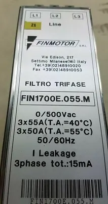 FINMOTOR THREE PHASE FILTER FIN1700E.055.M FIN1700E055M 500 VAC