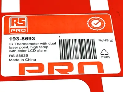 USED RS PRO INFRARED THERMOMETER, DUAL LASER POINT -50 TO 800°C RS-8863B