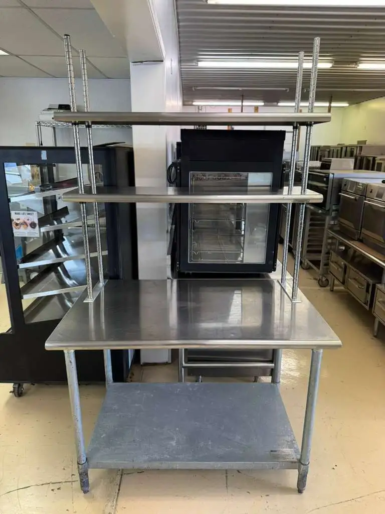 Used Eagle Used 48"x 30"x 83" Stainless Steel Table with Overshelves Food Prep Tables Illinois US | Falcon Restaurant Supply #1375037