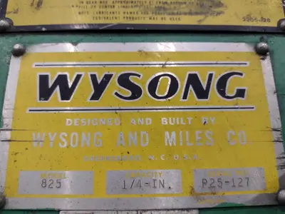 8' X 1/4" WYSONG MODEL #825 MECHANICAL POWER SQUARING SHEAR: STOCK #23635
