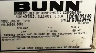 Used BUNN LPG-2E Coffee Equipment British Columbia CA | Surrey Food Equipment #777444