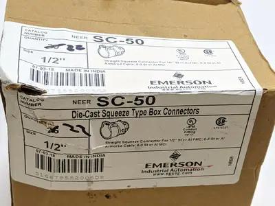 SC-50 | Emerson  NEER Straight Squeeze Type Connector 1/2" PKG OF 22 -  New Other