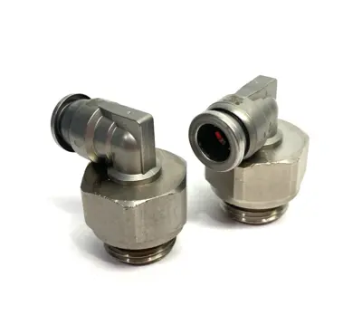 USED SMC METAL MALE ELBOW SWIVEL FITTING 10MM OD TUBE