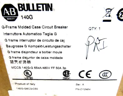 ALLEN BRADLEY 140G-G6C3-C50 CIRCUIT BREAKER 140GG6C3C50